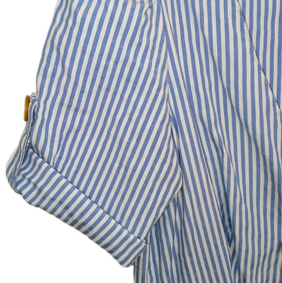 Women's Blue and White Striped Mini Summer Dress. - Picture 6 of 11